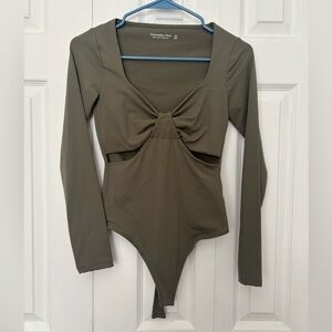 Abercrombie & Fitch Olive Long Sleeve Bodysuit
